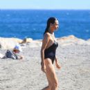 Ines Sastre in Black Swimsuit on the beach in Sotogrande - 454 x 681