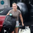 Hilary Duff – In striped shorts at the Switch store in Bel Air