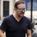 Ricky Gervais was seen outside the BBC Radio Two studios ahead of a guest appearance in London, England on August 27, 2016 - 401 x 600