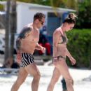Candice Brown – In a bikini Hits the beach in Cancun - 454 x 551