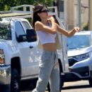 Kendall Jenner – In a white crop top in West Hollywood