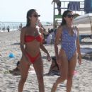 Racquel Natasha in Red Bikini on the beach in Miami - 454 x 560