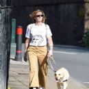 Jane Danson – stroll with her Labrador dog in the Cheshire sunshine - 454 x 555