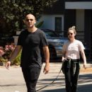 Becca Tobin with Zach Martin – Takes her pup for a walk in Los Angeles - 454 x 681