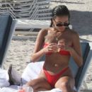 Racquel Natasha in Red Bikini on the beach in Miami - 454 x 681