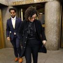 Sara Gilbert – Keeps a low profile while exiting NBC Studios in New York