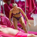 Kristen Pazik – In a floral bikini on the beach at Sandy Lane Hotel in Barbados - 454 x 429