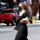 Dianna Agron – In black maxi dress out in NYC