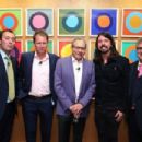 Will Lewis, CEO Dow Jones Company Inc, Trevor Fellows WSJ, comedian Lewis Black, musician Dave Grohl and Matt Scheckner, President and CEO Stillwell Partners attend the WSJ Disruption Dinner on September 29, 2014 in New York City