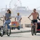 Kathryn Boyd and Josh Brolin – Ride bicycles by the beach in Santa Monica - 454 x 346