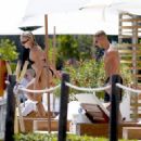 Gabby Allen – In a black bikini by the pool at Nobu Hotel in Ibiza - 454 x 326