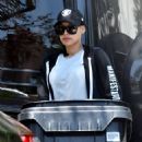 Naya Rivera in Tights – Steps out to grab her trash cans after garbage day in Los Feliz - 454 x 681