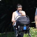 Lea Michele – Goes for a walk with her husband and baby in Brentwood