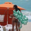 Jazzma Kendrick in White Bikini at the beach in Miami