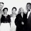 Stan Kenton with his discovery Georgia Carr, Sarah Vaughan, girlfriend Monica Lewis, and Nat King Cole in 1952