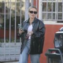 Hilary Duff – In a leather jacket run errand in Studio City