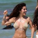 Malu Trevejo – In a gold bikini during a beach day in Miami - 454 x 681