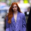 Karen Gillan – In a purple suit while out promoting her work in New York - 454 x 681