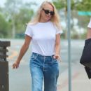 Pamela Anderson – Wore a white tee and baggy jeans at the Malibu Country Mart