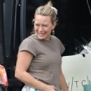 Hilary Duff – In striped shorts at the Switch store in Bel Air