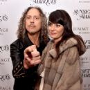 Kirk Hammett and Lani Hammett  pose at a private reception and dinner for Jimmy Page to celebrate his new autobiography 