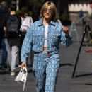 Ashley Roberts – Wearining a printed double denim suit in London - 454 x 654