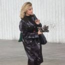 Jenna Coleman – In a chocolate leather coat seen with Aidan Turner in London - 454 x 643