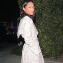 Laura Harrier – Arriving at Jennifer Klein’s Christmas Party in Brentwood