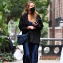 Jennifer Lawrence – Wearing a blue dress while out in New York City