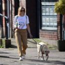 Jane Danson – stroll with her Labrador dog in the Cheshire sunshine - 454 x 317