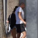 Stacey Giggs in Denim Shorts with Max George out in Marbella - 454 x 681