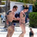 Candice Brown – In a bikini Hits the beach in Cancun - 454 x 578