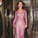 Elizabeth Hurley – In a pink sequin dress exits her hotel in New York - 454 x 681