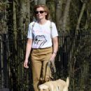Jane Danson – stroll with her Labrador dog in the Cheshire sunshine - 454 x 631