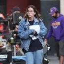 Chloe Bennet – On the set of ‘Interior Chinatown’ with Jimmy O. Yang in L.A