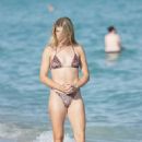 Eugenie Bouchard – In an animal print bikini in Miami - 454 x 681