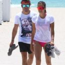 Formula One driver Fernando Alonso enjoys a beach day in Miami with his new girlfriend Andrea Schlager... after they went Instagram official