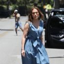 Jennifer Lopez – Seen in a blue dress while run a errands in Los Angeles