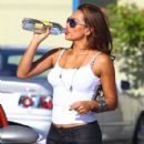 Colombian model and actress Fernanda Marin stops to fill up her gas tank after going to an audition in Hollywood, California on August 8, 2013 - 410 x 594