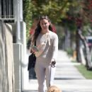 Hannah Brown – Walking her dog in Los Angeles - 454 x 633