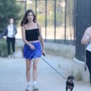 Rainey Qualley – Seen with her dog in Los Angeles - 454 x 510