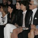 L'Wren Scott, Mick Jagger and Karl Lagerfeld at Dior Spring Summer 2006 Menswear Fashion Show in Paris, France - 5 July 2005 - 408 x 612