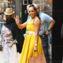 Vivica A. Fox – In a yellow Valentino dress arrives at ‘Live with Kelly and Ryan’ TV show in NY - 454 x 681