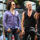 Joe Elliott, Phil Collen and Vivian Campbell of Def Leppard appear for a performance and interview with Mario Lopez of 'Extra' at The Grove, California on June 1st, 2012 - 387 x 594