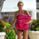 Kristen Pazik – In a floral bikini on the beach at Sandy Lane Hotel in Barbados - 454 x 494