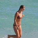 Annie McGinty in Brown Bikini in Miami Beach - 454 x 547