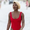 Elisa Johnson – Wearing red bathing suit in Miami Beach - 454 x 682