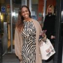 Oti Mabuse – Out in striped dress at BBC Radio 2 in London - 454 x 746