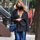 Jennifer Lawrence – Wearing a blue dress while out in New York City