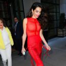 Amal Clooney – In red dress with her mother Baria Alamuddin at The Whitby Hotel in NYC - 454 x 681